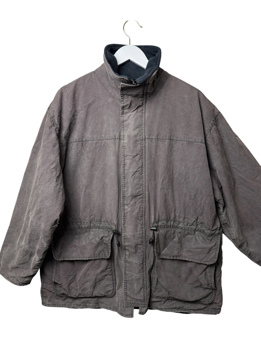 Vintage Barbour Polarwax Jacket A1506 Olive Barn Chore Coat Fleece England Made